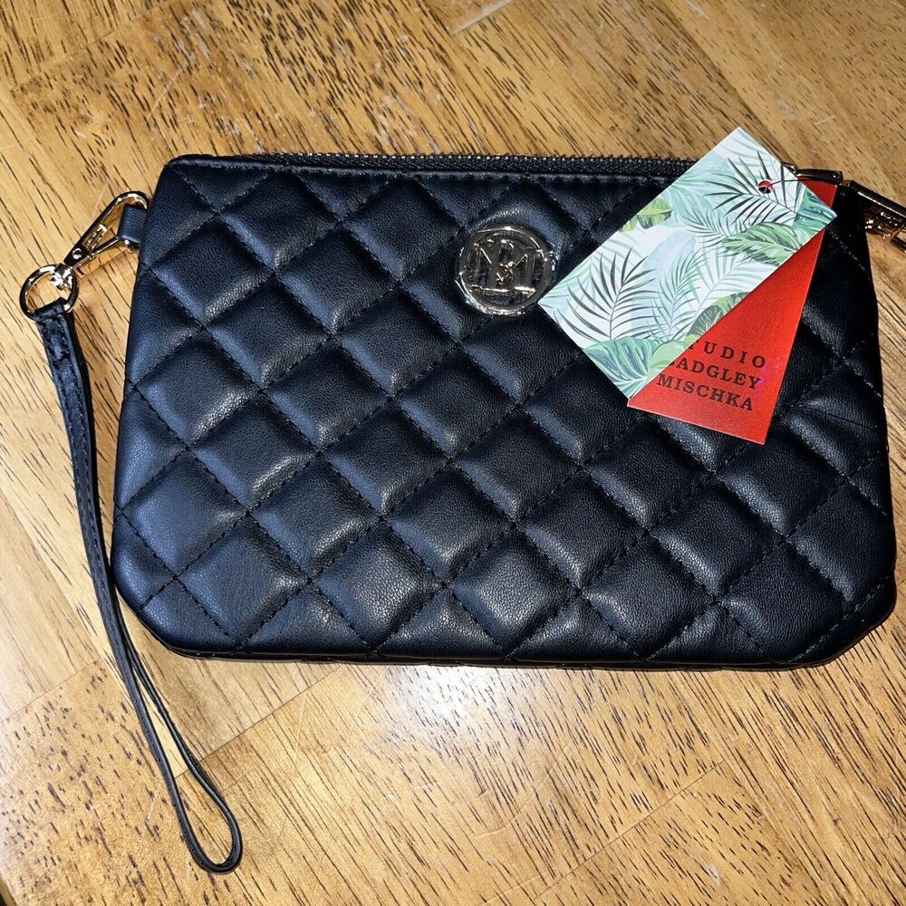 Badgley Mischka Black Diamond Quilted Clutch 5” X  7.5" New With Tags